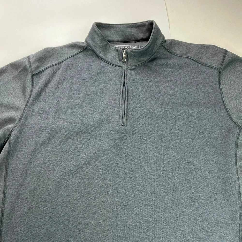 Pebble Beach Gray Quarter Zip Pullover Mens XL Performance Heathered Golf Top